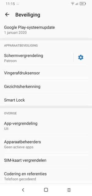 Om de pin voor de simkaart te wijzigen, scroll naar en selecteer SIM-kaart vergrendelen