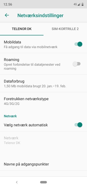 Vælg Foretrukken netværkstype
