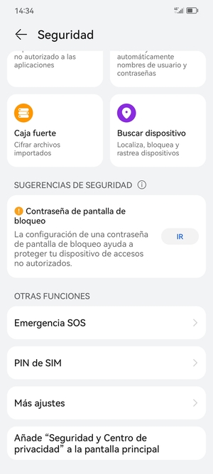 Desplácese  y seleccione PIN de SIM