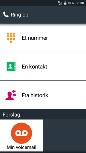 Vælg Min voicemail