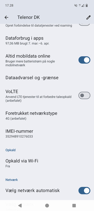 For at skifte netværk, hvis der opstår netværksproblemer, slå Vælg netværk automatisk fra