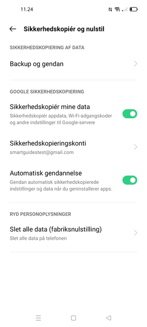 Vælg Sikkerhedskopieringskonti