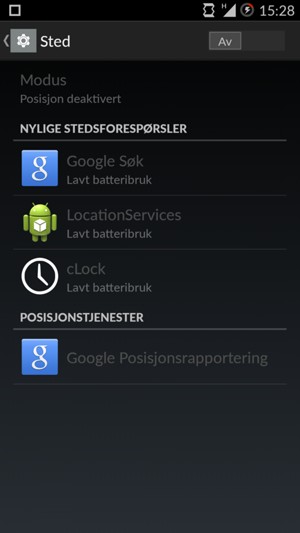 Slå av Sted