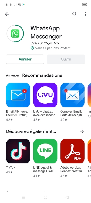 Veuillez attendre la fin de la procédure d'installation