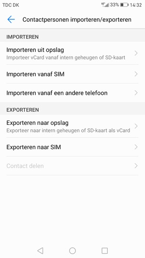Selecteer Importeren vanaf SIM