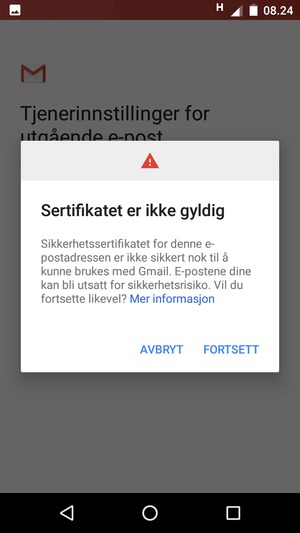 Velg FORTSETT