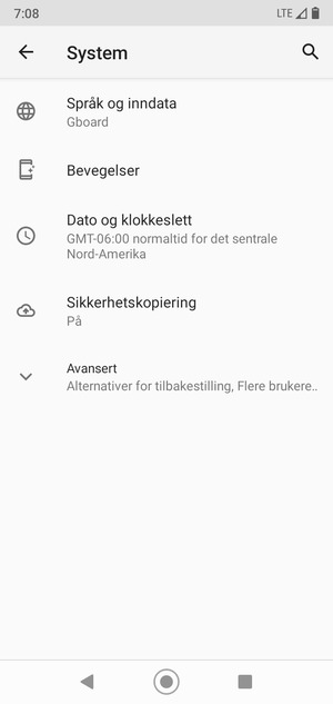 Velg Sikkerhetskopiering