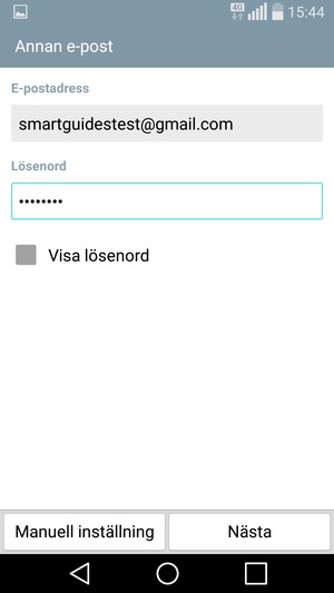 Ange din Gmail- eller Hotmail-adress och lösenord. Välj Nästa