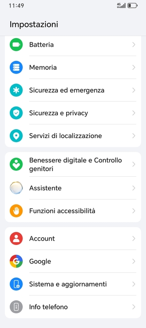 Scorri e seleziona Sistema e aggiornamenti