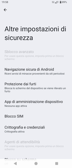 Seleziona Blocco SIM