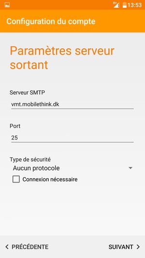 Décochez la case Connexion nécessaire et sélectionnez SUIVANT