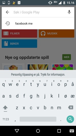 Skriv inn applikasjonsnavnet og velg Søk