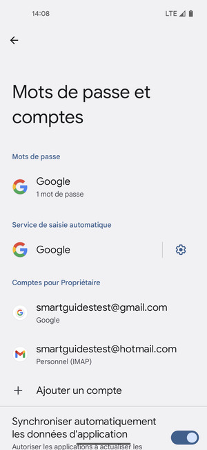 Sélectionnez votre compte Google