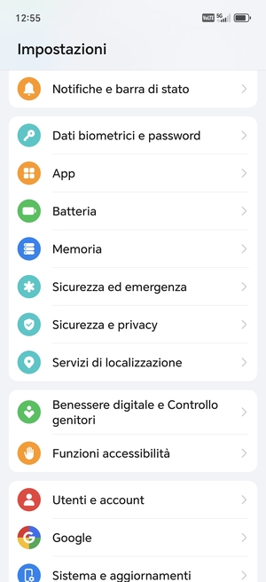 Scorri e seleziona Sicurezza e privacy