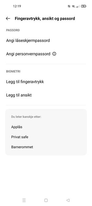 Velg Angi låseskjermpassord