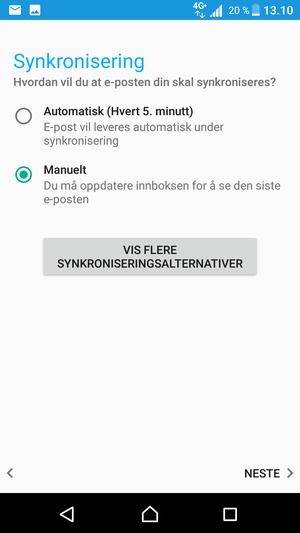 Velg ønsket alternativ og velg NESTE