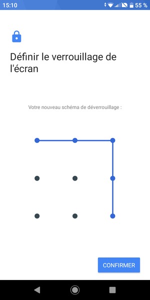 Dessinez de nouveau le schéma de déverrouillage et sélectionnez CONFIRMER