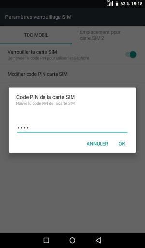 Saisissez votre Nouveau code PIN de la carte SIM et sélectionnez OK