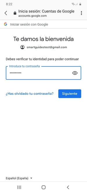 Introduzca su contraseña de Gmail y seleccione Siguiente