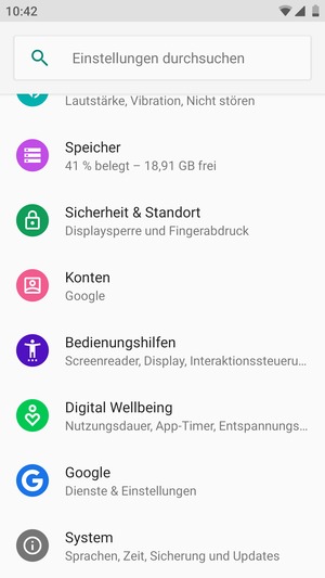 Scrollen Sie und wählen Sie System