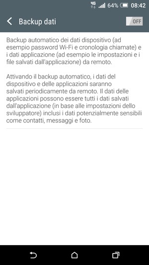 Attiva Backup dati
