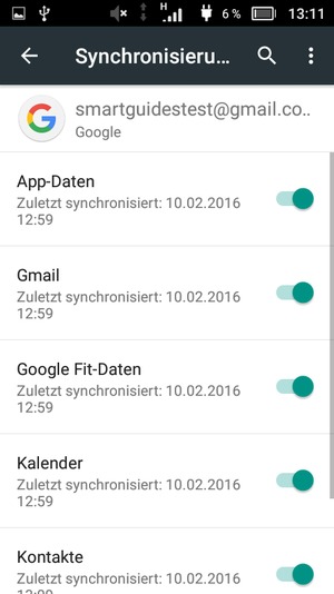 Stellen Sie sicher, dass Kontakte ausgewählt ist