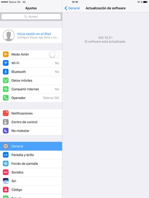 Si su iPad está actualizado, verá la siguiente pantalla