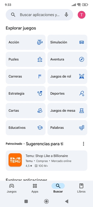 Seleccione la barra de Búsqueda