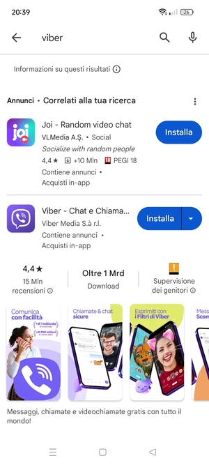 Seleziona l'applicazione