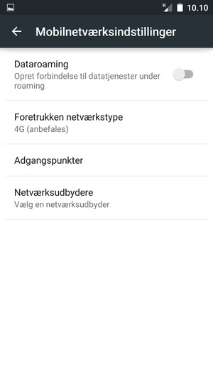 For at skifte netværk, hvis der opstår netværksproblemer, vælg Netværksudbydere