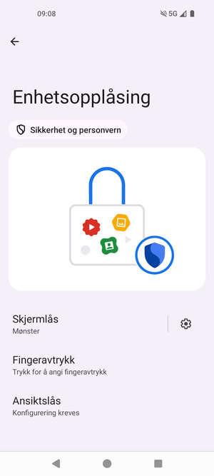 Telefonen din er nå sikret med en skjermlås