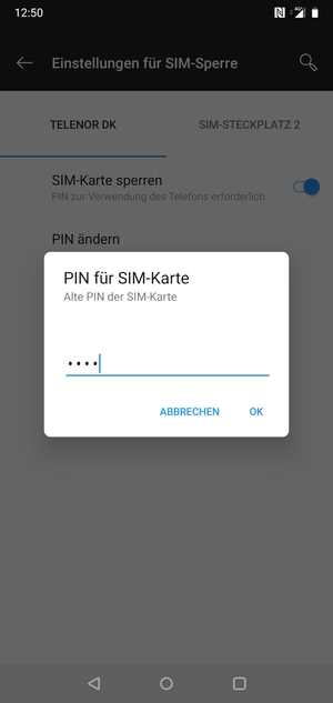 Geben Sie Ihre Alte PIN der SIM-Karte ein und wählen Sie OK