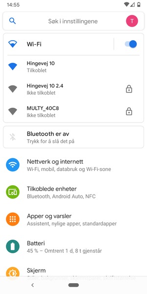 Du er nå koblet til Wi-Fi-nettverket