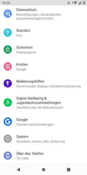 Scrollen Sie und wählen Sie Sicherheit