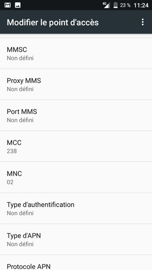Faites défiler vers le bas et saisissez les informations MMS