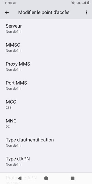 Faites défiler vers le bas et saisissez les informations MMS