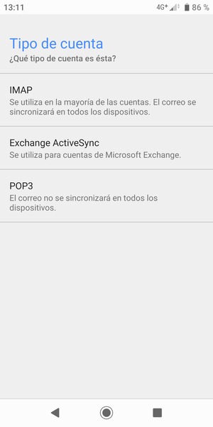 Seleccione IMAP o POP3