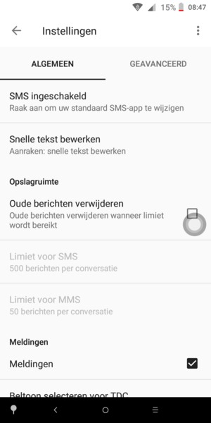 Selecteer GEAVANCEERD