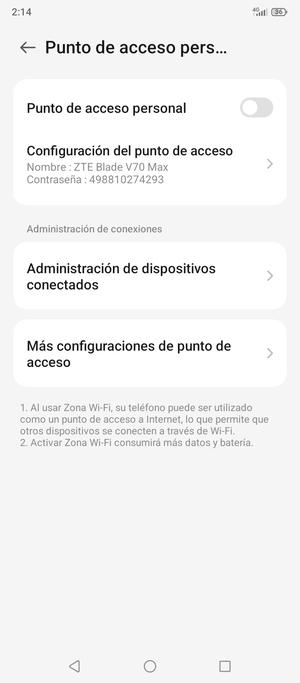 Seleccione Configuración del punto de acceso