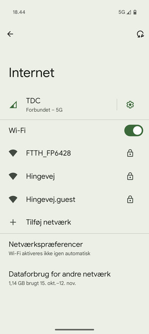 Vælg det trådløse netværk, du ønsker at oprette forbindelse til