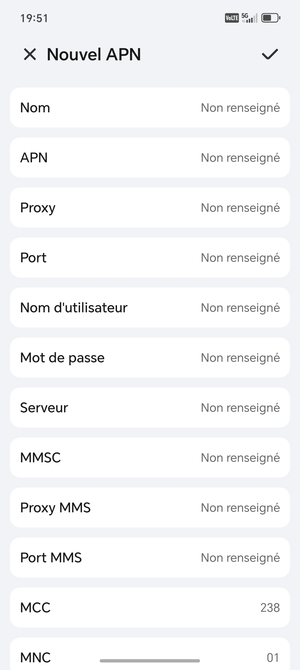 Saisissez les informations Internet