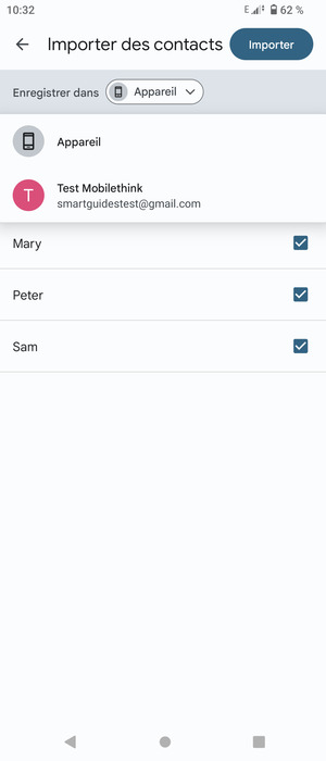 Sélectionnez votre compte Google