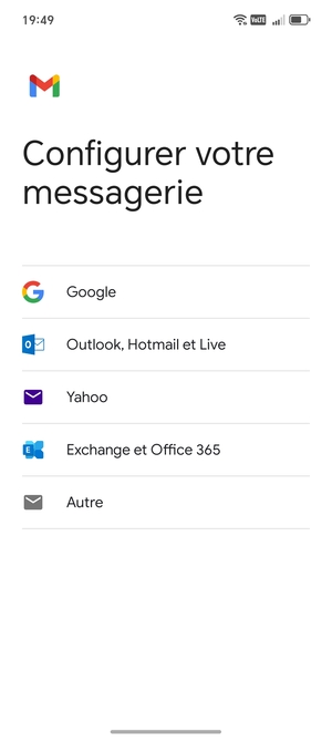 Sélectionnez Exchange et Office 365