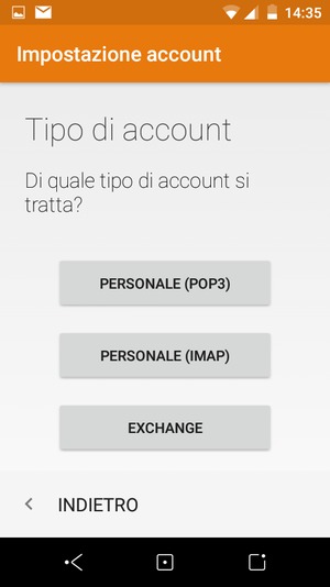 Seleziona PERSONALE (POP3) o PERSONALE (IMAP)