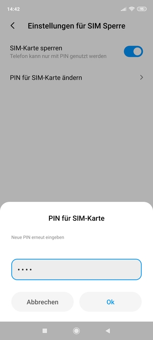 Bestätigen Sie Ihre neue PIN der SIM-Karte und wählen Sie OK