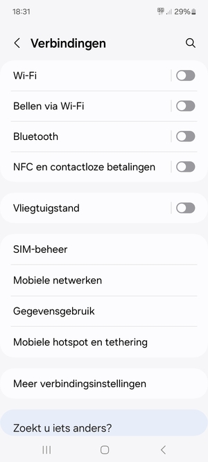 Selecteer Mobiele netwerken
