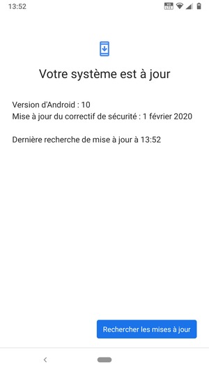 Si votre téléphone est à jour, vous verrez l'écran suivant