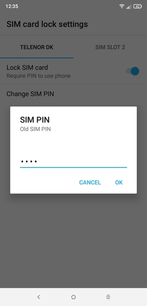 Enter your Old SIM PIN and select OK