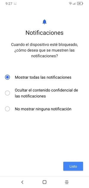 Seleccione la opción deseada y seleccione Listo
