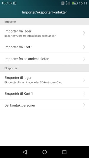 Vælg Importér fra Kort 1